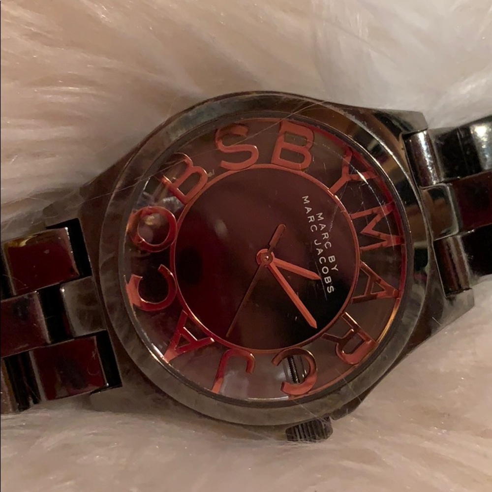 Charcoal and rose gold watch.